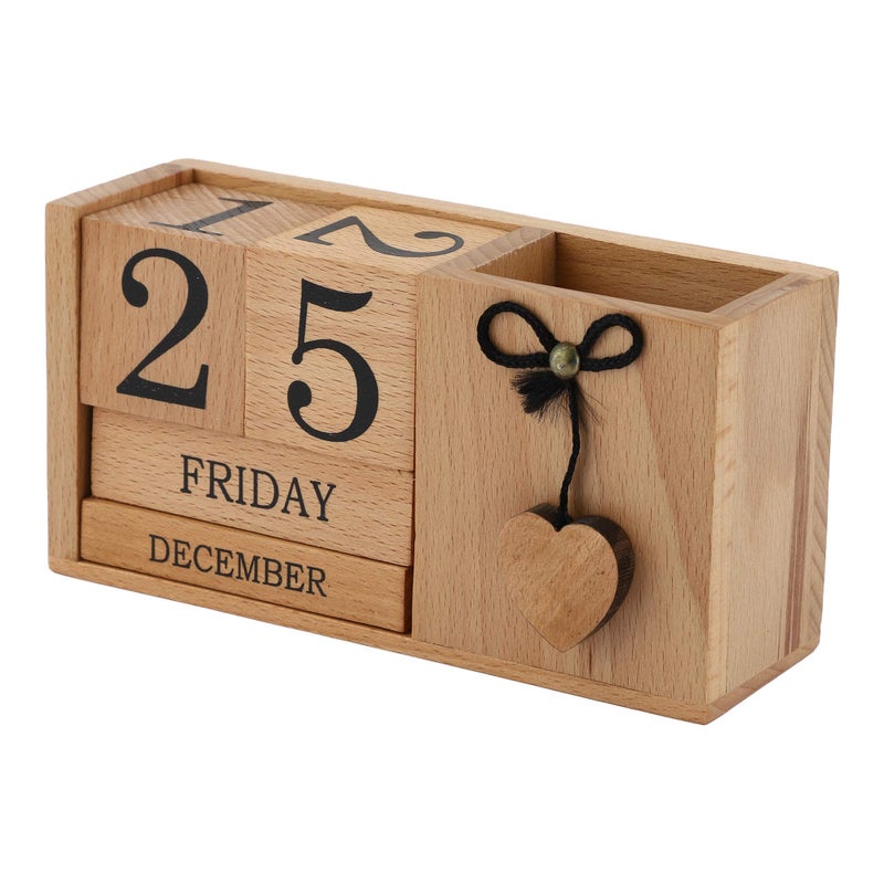 Frescorr - Wooden Perpetual Calendar for Desk, Wood Month Date Display Blocks for Teachers, Students, Classrooms, Farmhouse Office Decor, Desk Accessories - Image 3